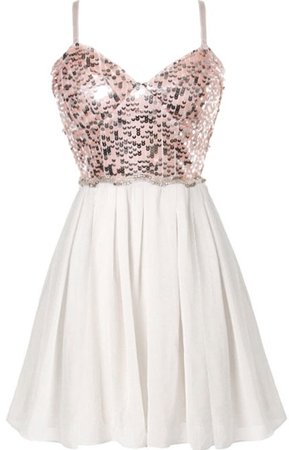 Waking Dream Dress | Blush Pink White Sequin Babydoll Dresses | RicketyRack.com