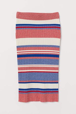 Rib-knit Skirt - Blue