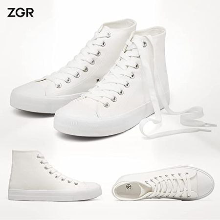 Amazon.com | ZGR Womens Canvas Sneakers High Top Lace ups Casual Walking Shoes | Fashion Sneakers