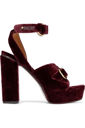 Kingsley buckled velvet platform sandals | CHLOÉ | Sale up to 70% off | THE OUTNET