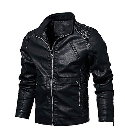VICALLED Mens Casual Leather Jacket Slim Fit Stand Collar PU Motorcycle Coat Lightweight Black at Amazon Men’s Clothing store