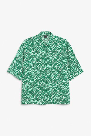 Flowy oversized shirt - Water colour leopard - Tops - Monki SE