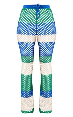 Cobalt Colour Block Crochet Trousers | PrettyLittleThing USA