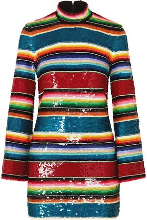 Ashish | Striped sequined cotton mini dress | NET-A-PORTER.COM