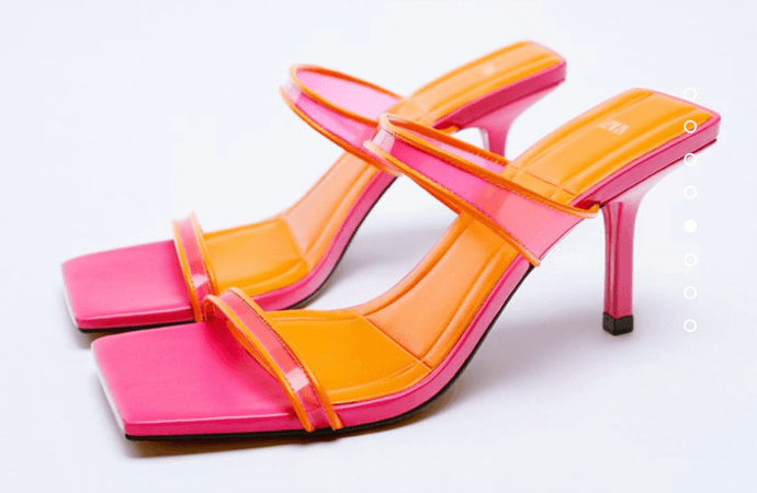 low zara orange pink heels