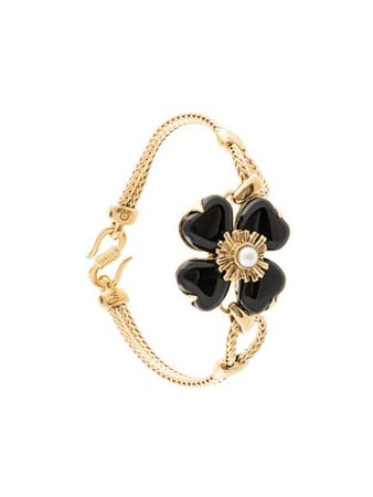 Shop black & gold Goossens Four-leaf clover bracelet with Express Delivery - Farfetch