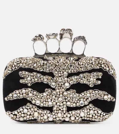 Alexander McQueen - Four Ring embellished clutch | Mytheresa