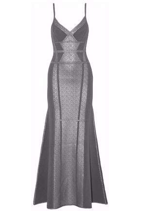 Zelina Metallic Bandage And Stretch-pique Gown
