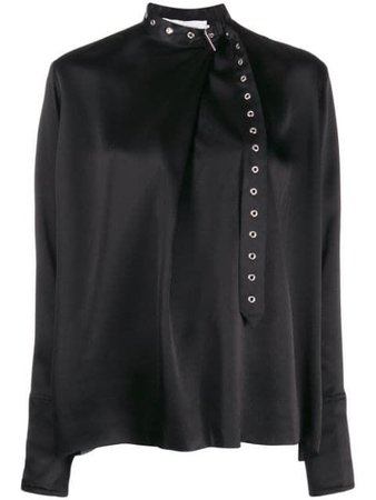 Marques'Almeida silk belted collar blouse - Black