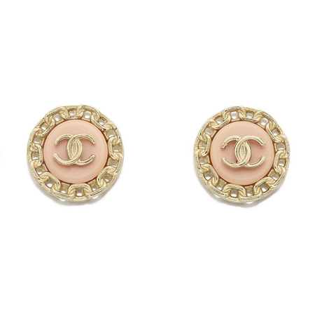 chanel pink and gold earrings