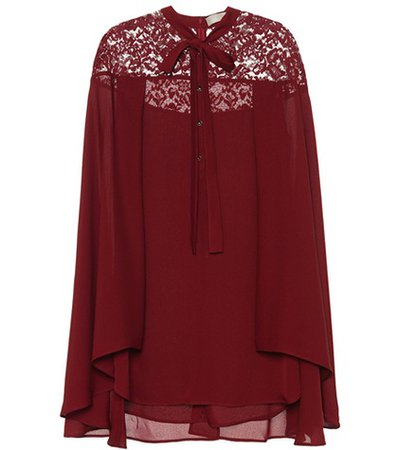 Silk-blend blouse with lace