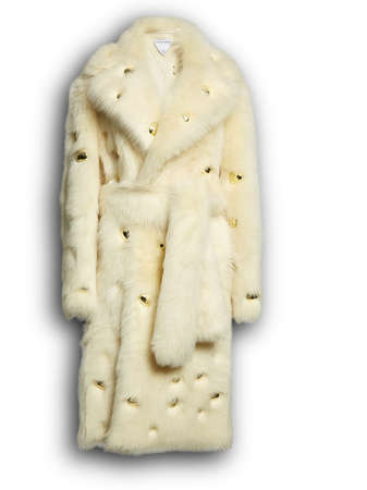 Studded Genuine Shearling Wrap Coat Bottega Veneta