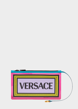 Versace 90s Vintage Logo Vinyl Pouch for Women | US Online Store