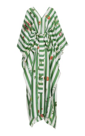 Striped Printed Silk Caftan By Oscar De La Renta | Moda Operandi