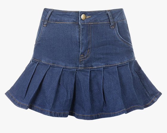dark blue denim mini skirt