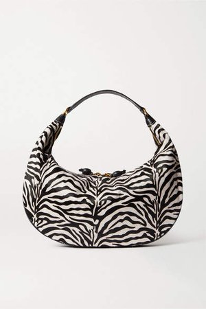 Sasha Textured Leather-trimmed Zebra-print Calf Hair Shoulder Bag - Zebra print