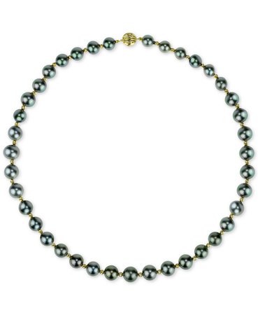 Macy's 14k Gold Cultured Tahitian Pearl & Bead Collar Necklace