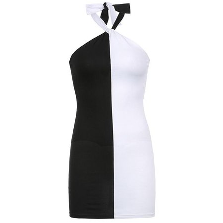 Black White Splice Halter Dress | Own Saviour