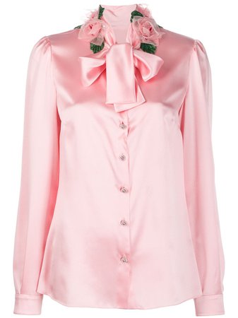 Dolce & Gabbana Rose Detail pussy-bow Blouse - Farfetch
