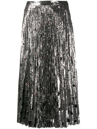 Shop silver Marco De Vincenzo silk pleated flared midi skirt with Express Delivery - Farfetch