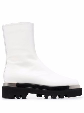 Shop Peter Do square-toe leather boots with Express Delivery - FARFETCH