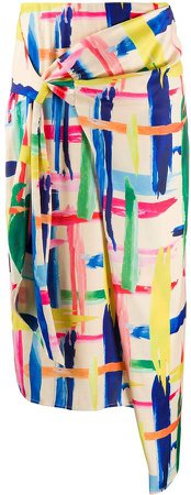 Abstract Print Wrap Skirt