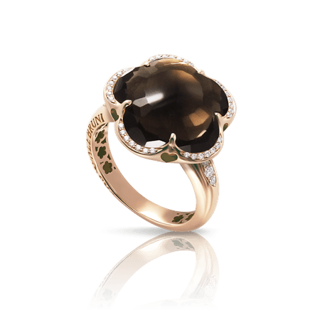 18k Rose Gold Bon Ton Ring with Smoky Quartz and Diamonds, Pasquale Bruni