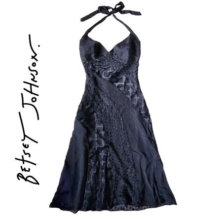 Y2k Vintage BETSEY JOHNSON Silk Halter Midi Dress - RARE 00s 2000s Whimsigoth | eBay