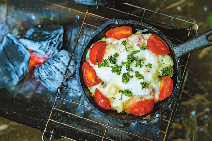 cheese tomato 🍅 cooking 🍳 camping