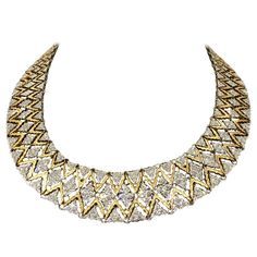 1stdibs - 18 Karat Necklace Contemporary White Diamond,diamond 18K Gold, Gold, White Gold, Yellow Gold