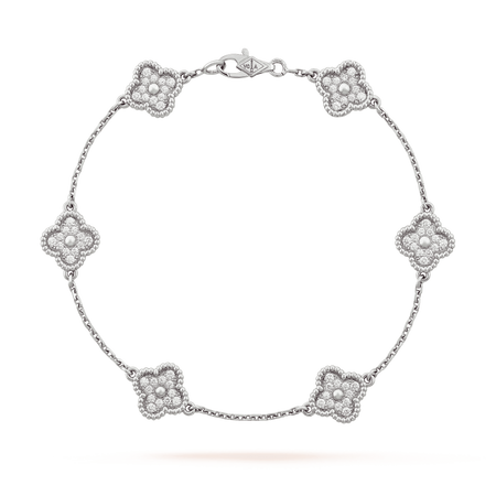 Van Cleef & Arpels - Sweet Alhambra bracelet, 6 motifs 18K white gold, Diamond