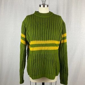 Vintage | Sweaters | Vintage 98s Golden Warrior Striped Chunky Knit Crewneck Sweater | Poshmark