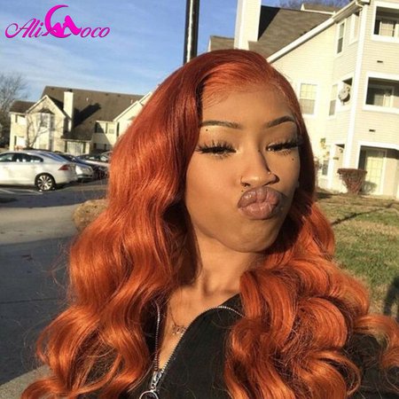 Ali Coco 13x4 Brazilian Body Wave Human Hair Wigs 28 30 inch 150% Orange Ginger Color Remy Long Lace Front Human Wig Pre Plucked|Human Hair Lace Wigs| - AliExpress