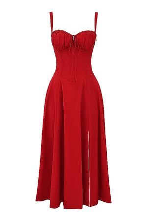 Clothing : Midi Dresses : 'Carmen' Red Rose Bustier Sundress