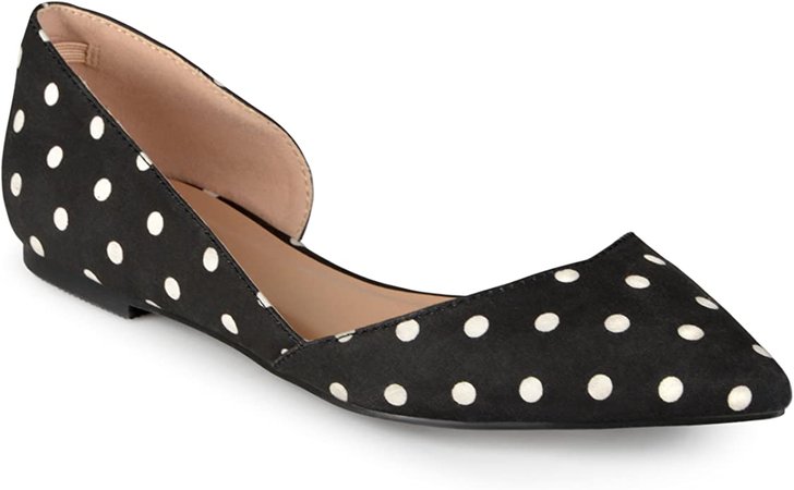 Amazon.com | Journee Collection Womens Pointed Toe Cut-Out Flats Black/White, 9 Regular US | Flats