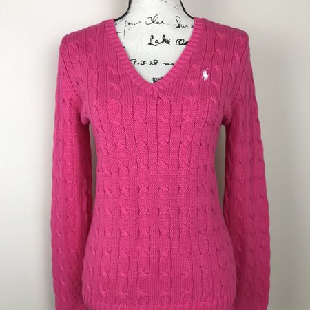 Hot Pink Ralph Lauren Cable Knit Sweater