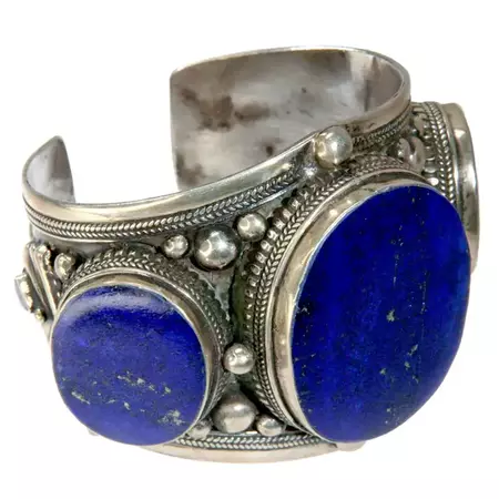 Blue Lapis and Silver Cuff Bracelet at 1stDibs