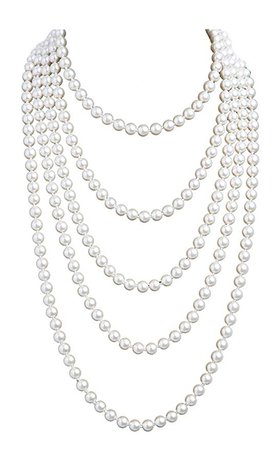 Amazon.com: Cizoe 1920s Pearls Necklace Fashion Faux Pearls Gatsby Accessories Vintage Costume Jewelry Cream Long Necklace for Women(1A-white-1): Clothing