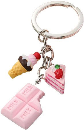 pink ice cream, cake and chocolate keychain