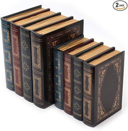 Amazon.com: Tosnail 2 Pack Decorative Book Boxes Wooden Antique Book Decorations Vintage Book Storage Box : Home & Kitchen