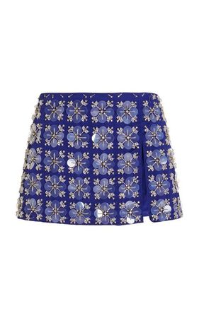 Exclusive Embroidered Stretch-Cotton Satin Mini Skirt By Des Phemmes | Moda Operandi