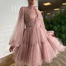 pink dress with puff sleeves - Google Search
