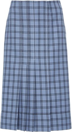 Virgin Wool Woven Plaid Skirt Size: 46
