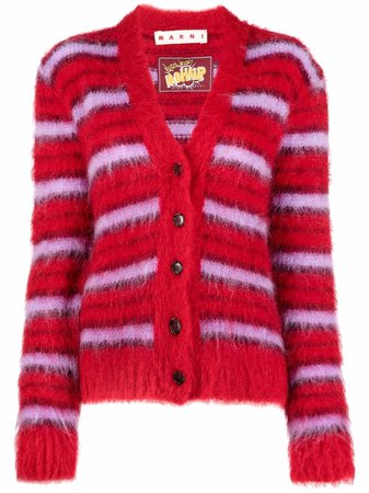 Shop Marni striped knitted cardigan with Express Delivery - FARFETCH