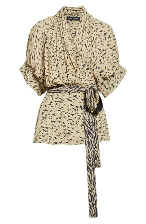 Proenza Schouler Leopard Print Drape Faux-Wrap Blouse | Nordstrom