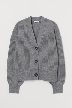 Rib-knit Cardigan - Light gray melange - Ladies | H&M US