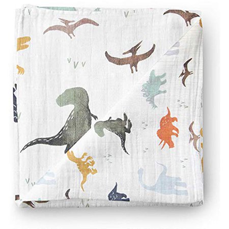 Amazon.com: Aenne Baby Muslin Baby Swaddle Blanket Dinosaur Dino Print, Baby Shower Gifts, Luxurious, Soft and Silky, 70% Bamboo 30% Cotton 47x47inch (1pack), Baby boy Nursing Cover, wrap, Burp Cloth: Elrex