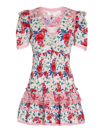 LoveShackFancy Rena Ruffled Floral Mini Dress | INTERMIX®