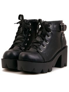 Chunky Platform Lace Up Punk Ankle Boots