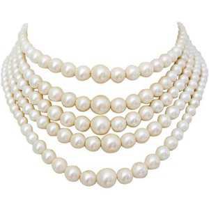 Preowned 1960s Christian Dior Pearl Five Strand Choker Necklace
